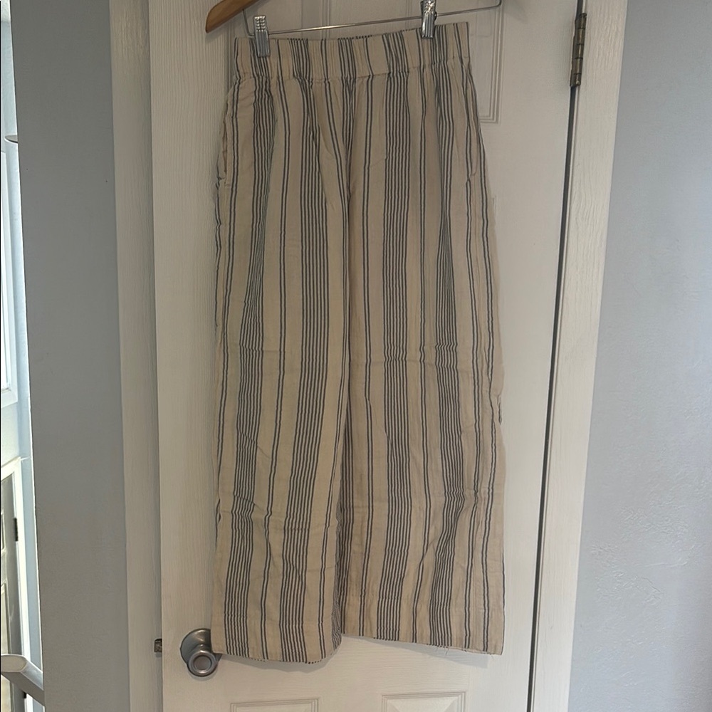 Beige and Blue Striped Pants